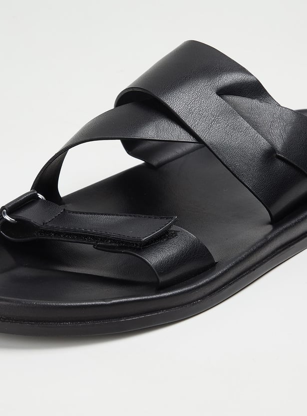 Men Solid Double Strap Sandals