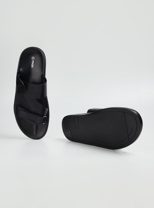 Men Solid Double Strap Sandals