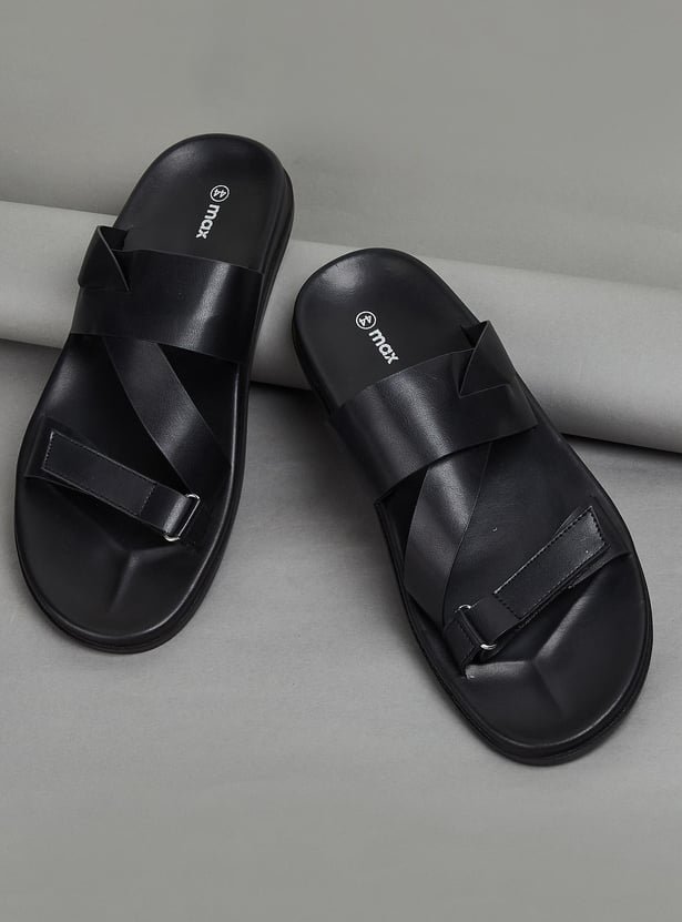 Men Solid Double Strap Sandals