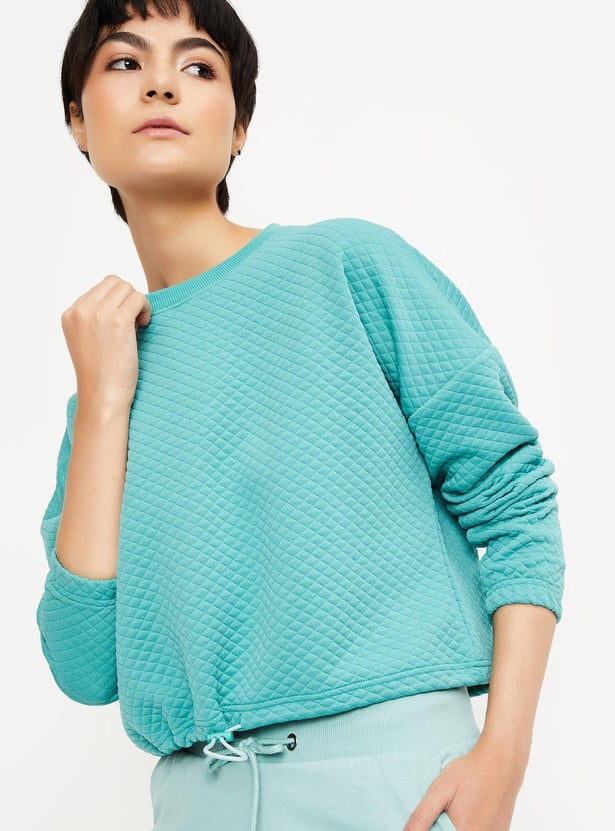 Women Quilted Cropped Sweatshirt
