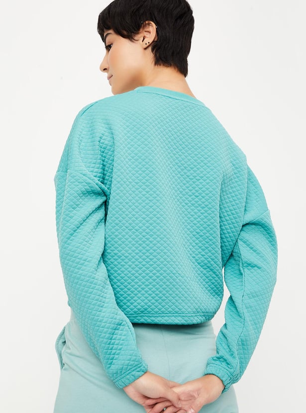Women Quilted Cropped Sweatshirt