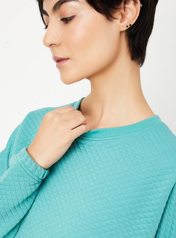 Women Quilted Cropped Sweatshirt
