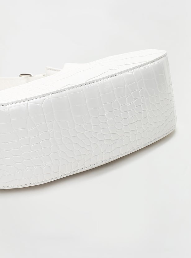 Women Croc Embossed Half Moon Bag