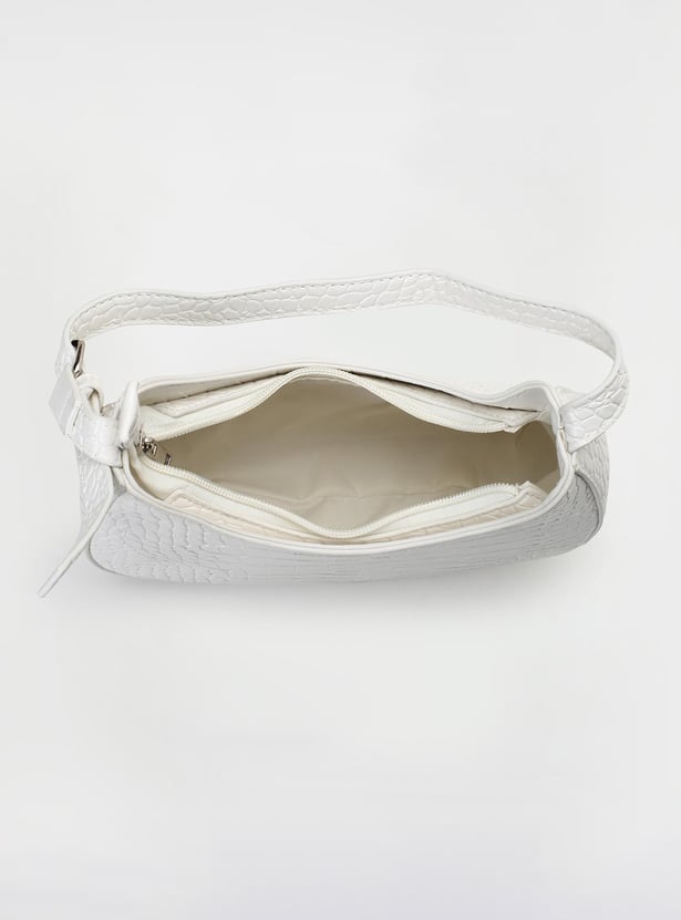 Women Croc Embossed Half Moon Bag