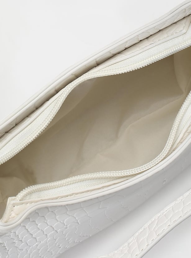 Women Croc Embossed Half Moon Bag