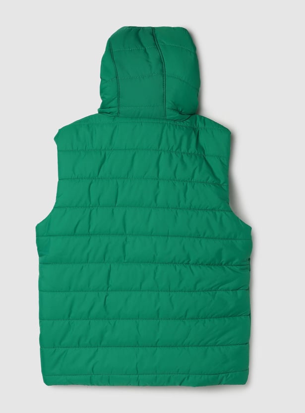 Boys Solid Hooded Gilet Jacket