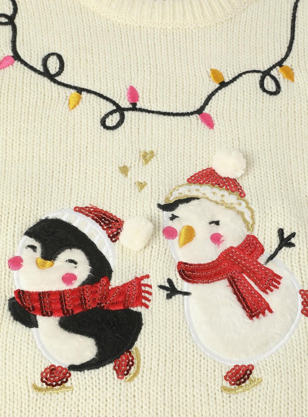 Girls Applique Detail Sweater