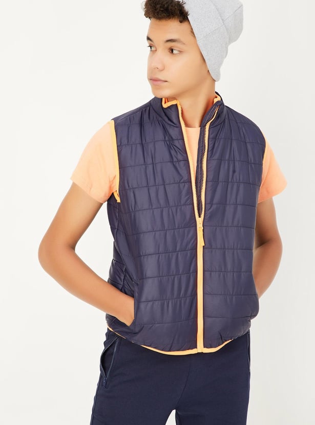 Boys Quilted Stand Collar Jacket