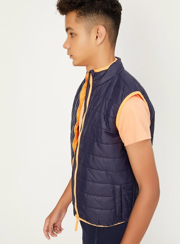 Boys Quilted Stand Collar Jacket