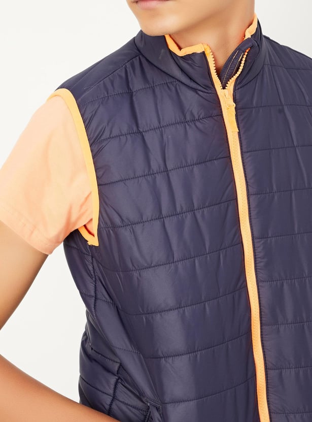 Boys Quilted Stand Collar Jacket