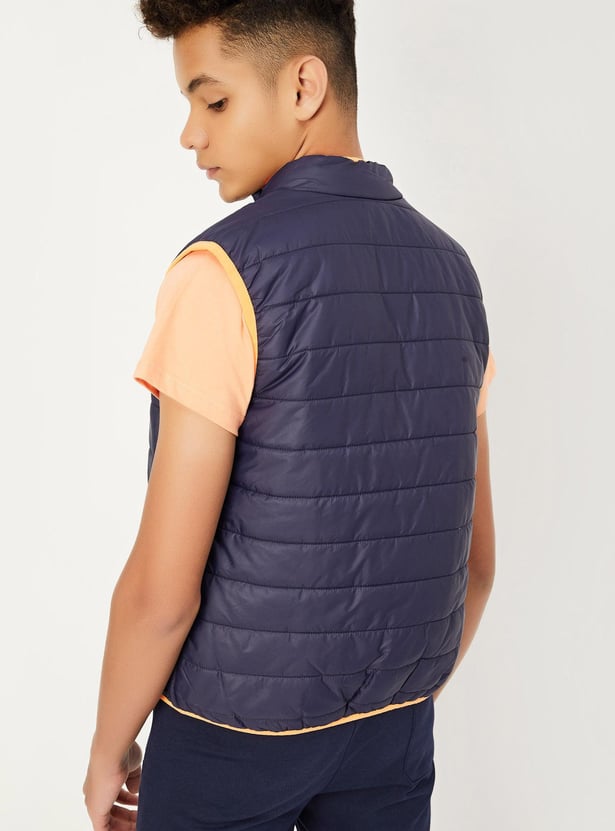 Boys Quilted Stand Collar Jacket