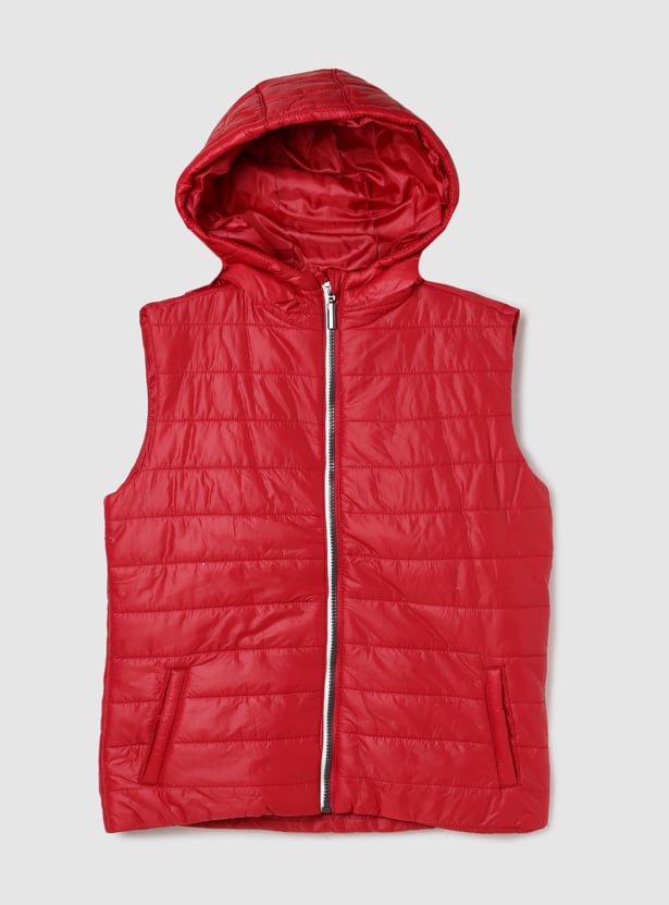 Boys Solid Hooded Gilet