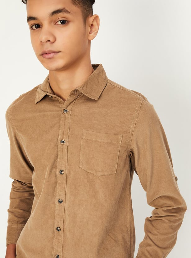 Boys Corduroy Patch Pocket Shirt