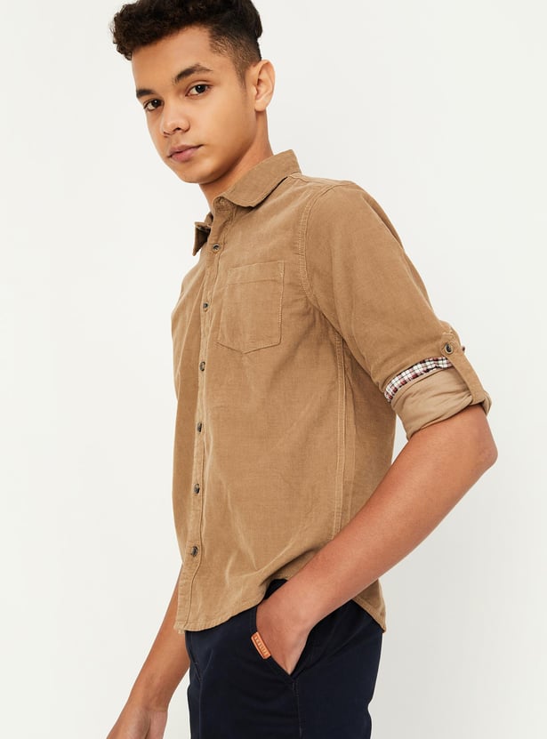 Boys Corduroy Patch Pocket Shirt