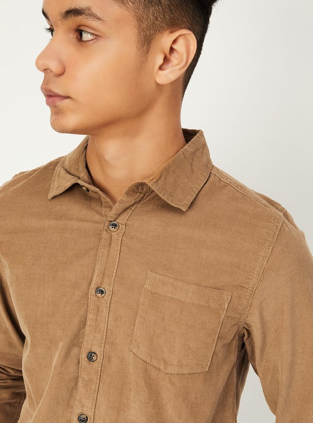 Boys Corduroy Patch Pocket Shirt