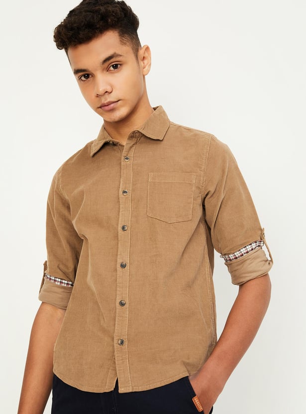 Boys Corduroy Patch Pocket Shirt