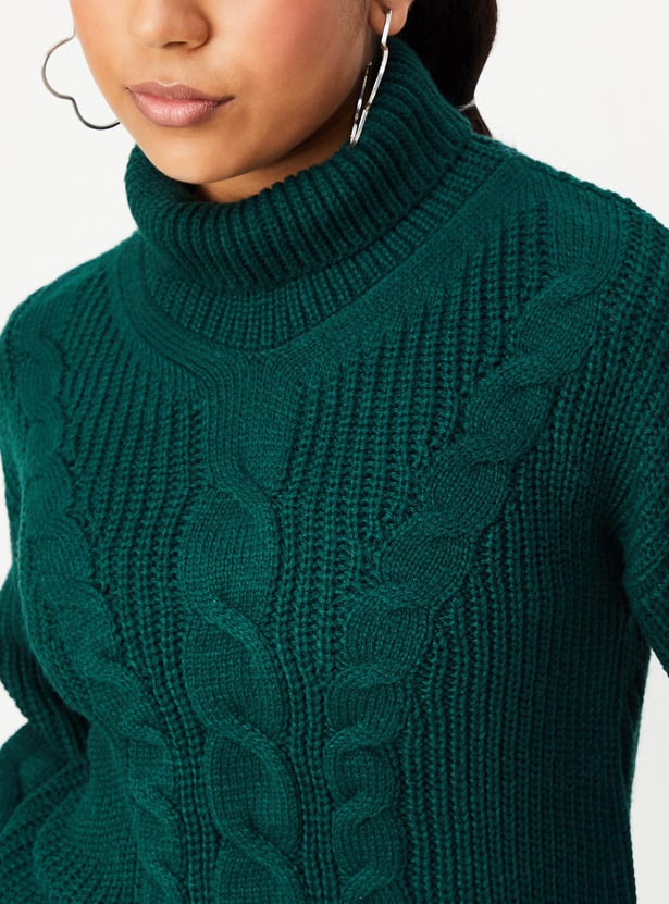 Girls Cable Knit Turtle Neck Sweater