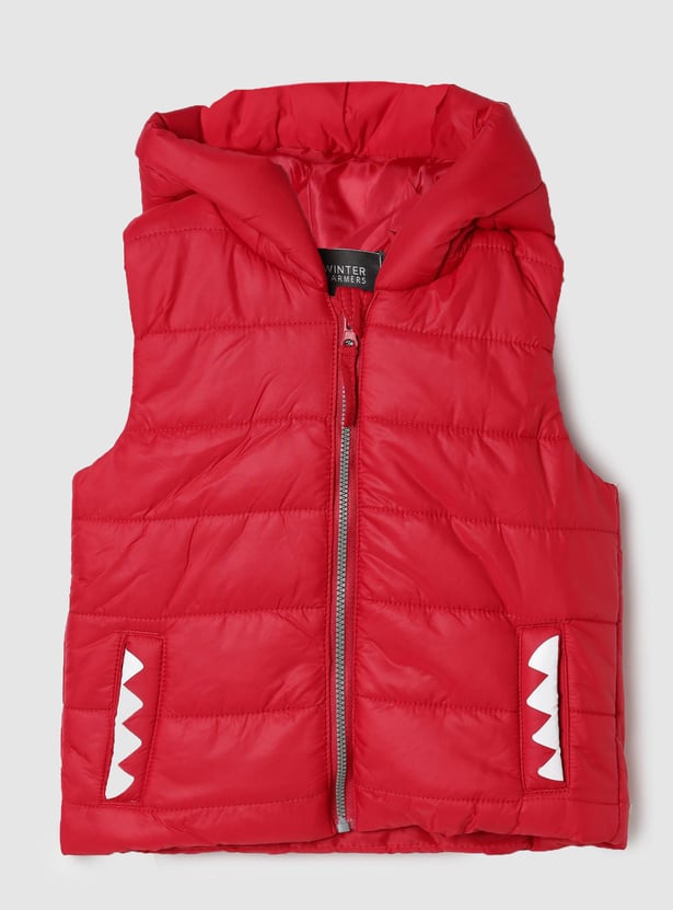 Boys Solid Hooded Gilet