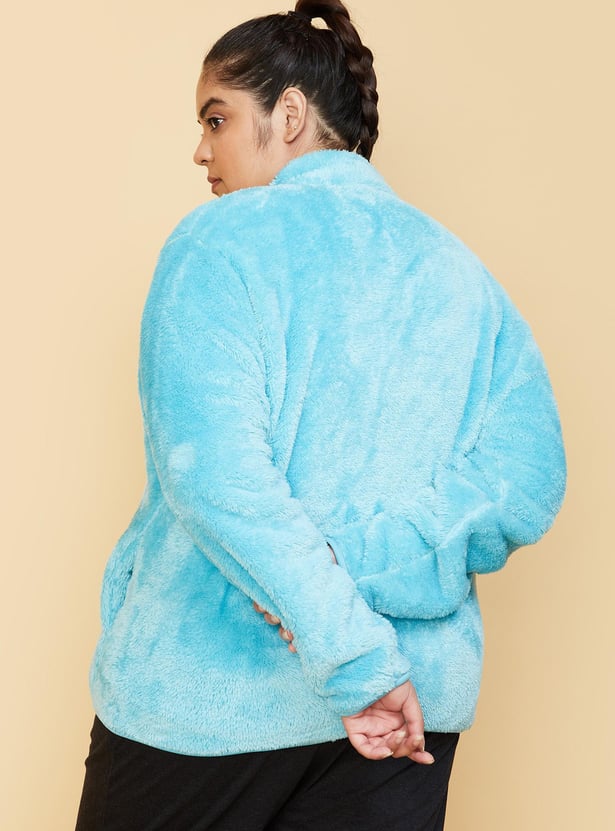 Women Mock Collar Teddy Jacket