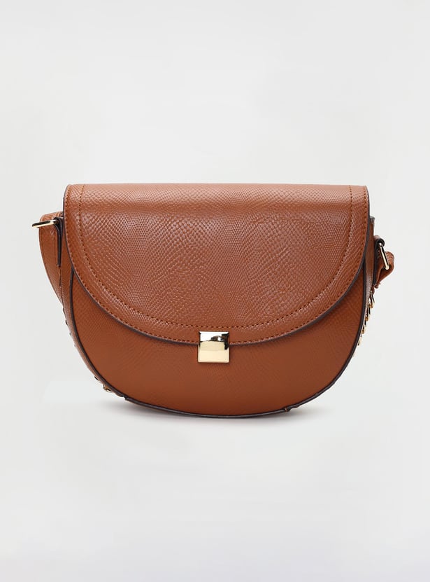 Women Textured Half Moon Sling Bag