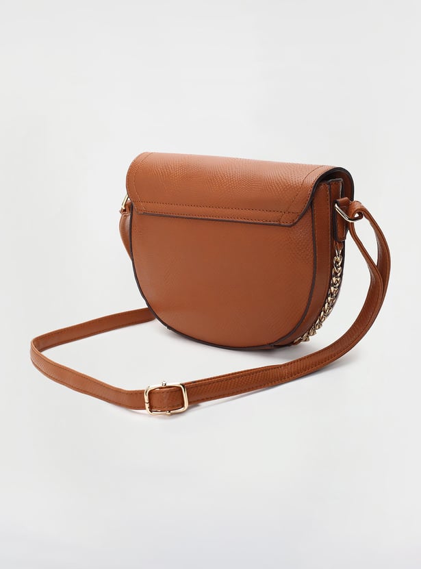 Women Textured Half Moon Sling Bag