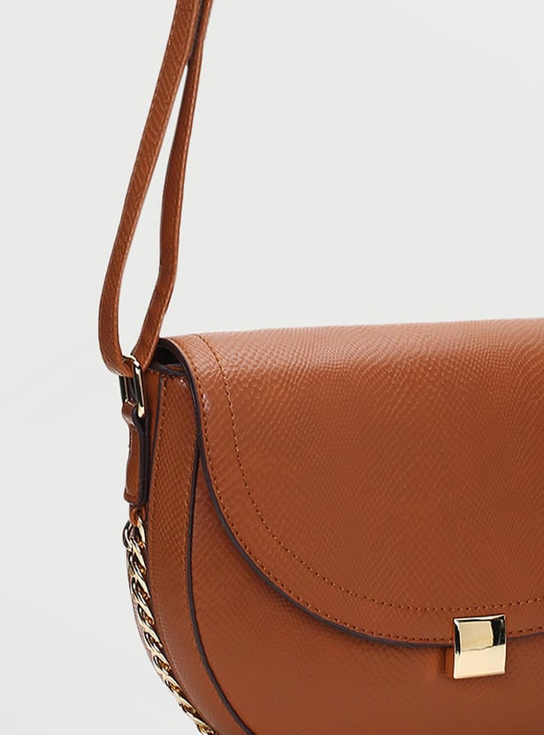 Women Textured Half Moon Sling Bag