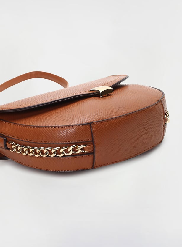 Women Textured Half Moon Sling Bag