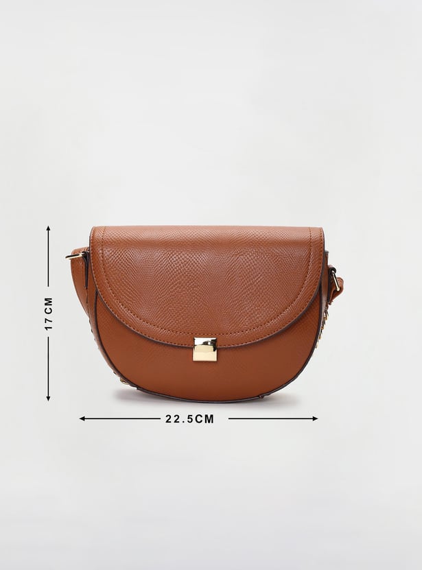Women Textured Half Moon Sling Bag