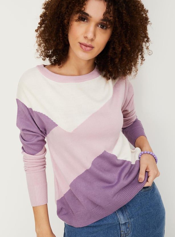 Women Colourblocked Knitted Sweater