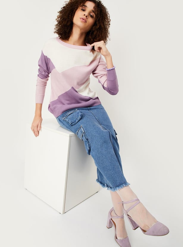 Women Colourblocked Knitted Sweater
