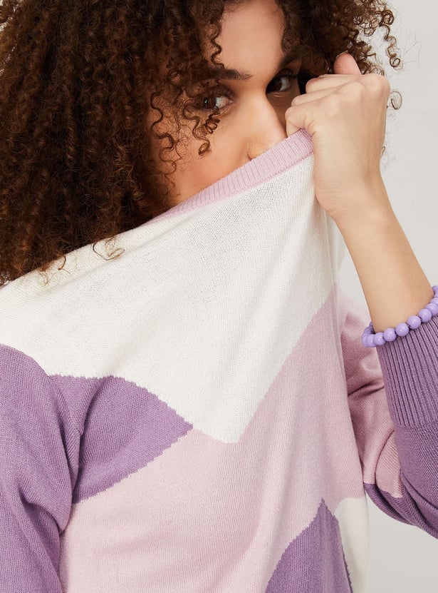 Women Colourblocked Knitted Sweater