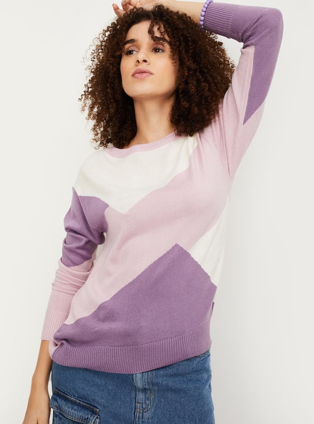 Women Colourblocked Knitted Sweater