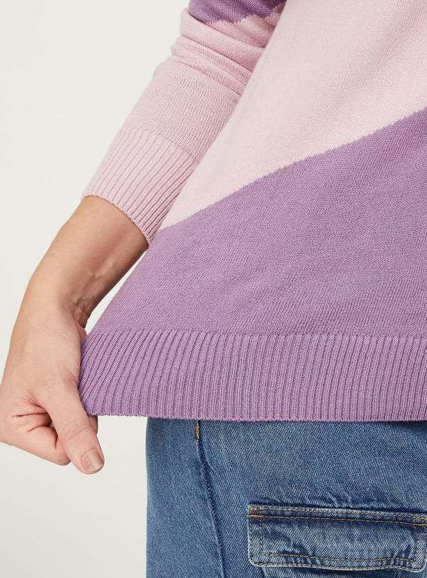 Women Colourblocked Knitted Sweater