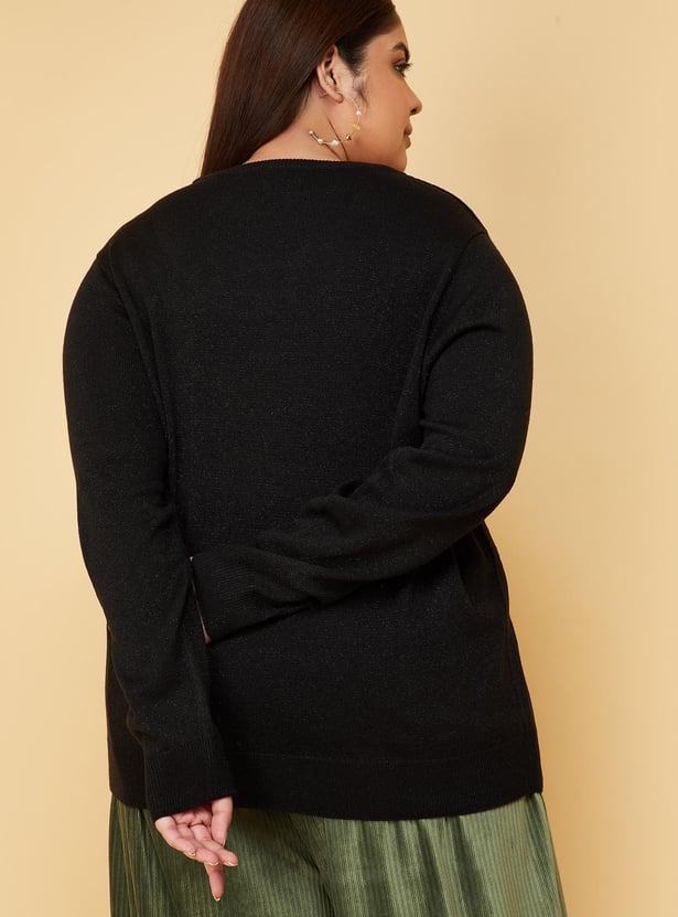 Women Solid Knitted Sweater