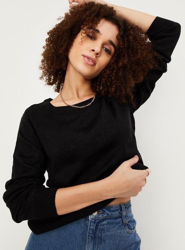 Women Solid Knitted Sweater