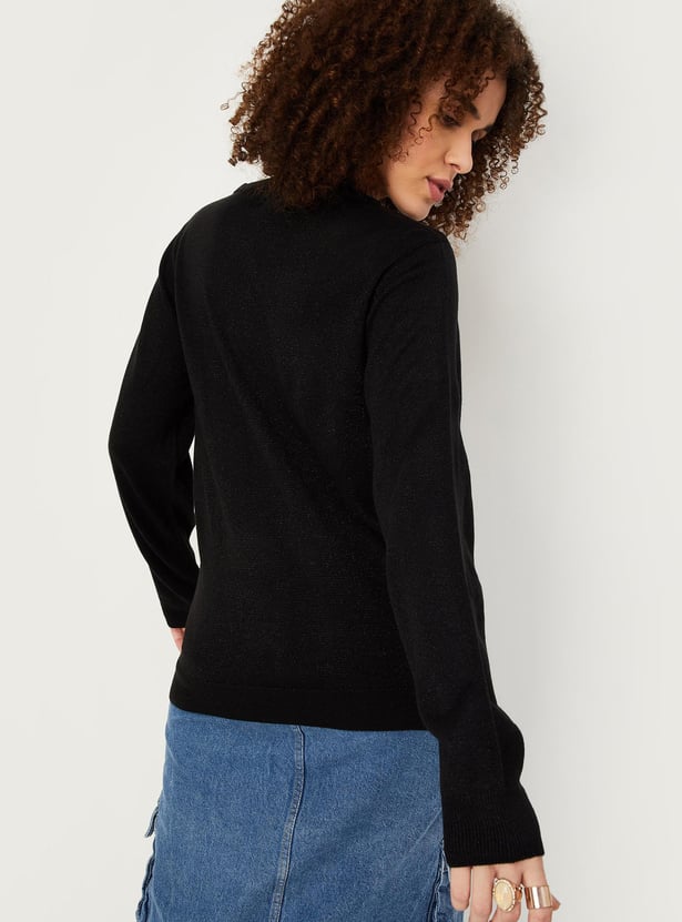 Women Solid Knitted Sweater