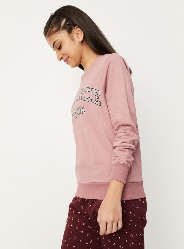 Girls Typographic Printed Sweatshirt