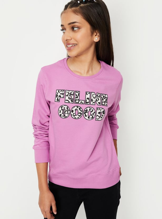 Girls Typographic Printed Sweatshirt