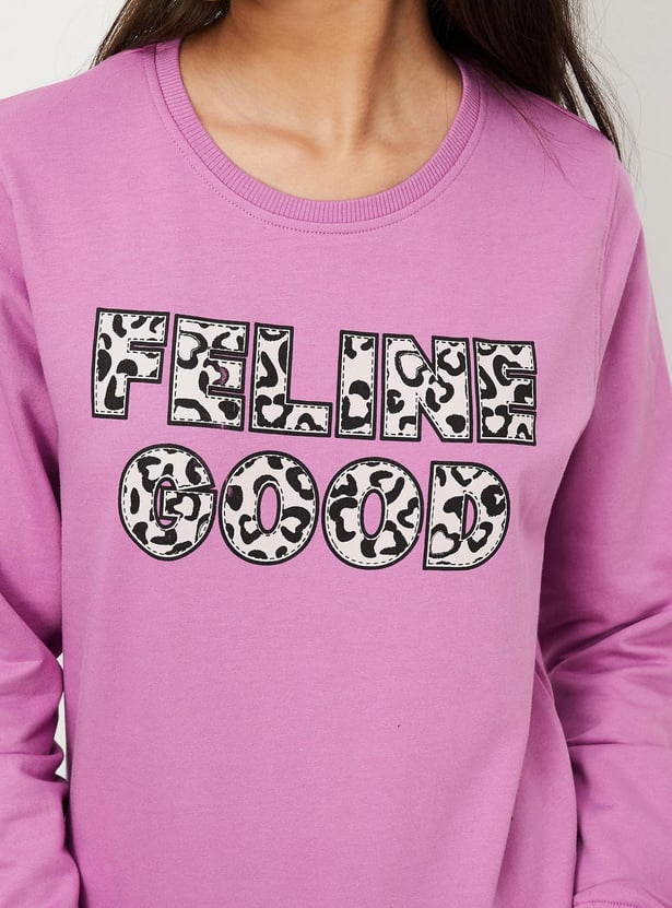 Girls Typographic Printed Sweatshirt