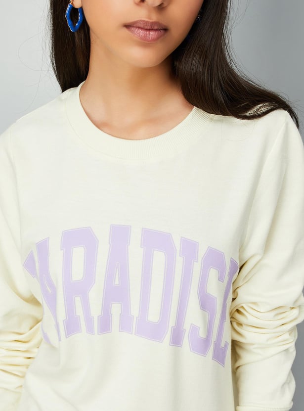 Girls Typographic Printed Sweatshirt