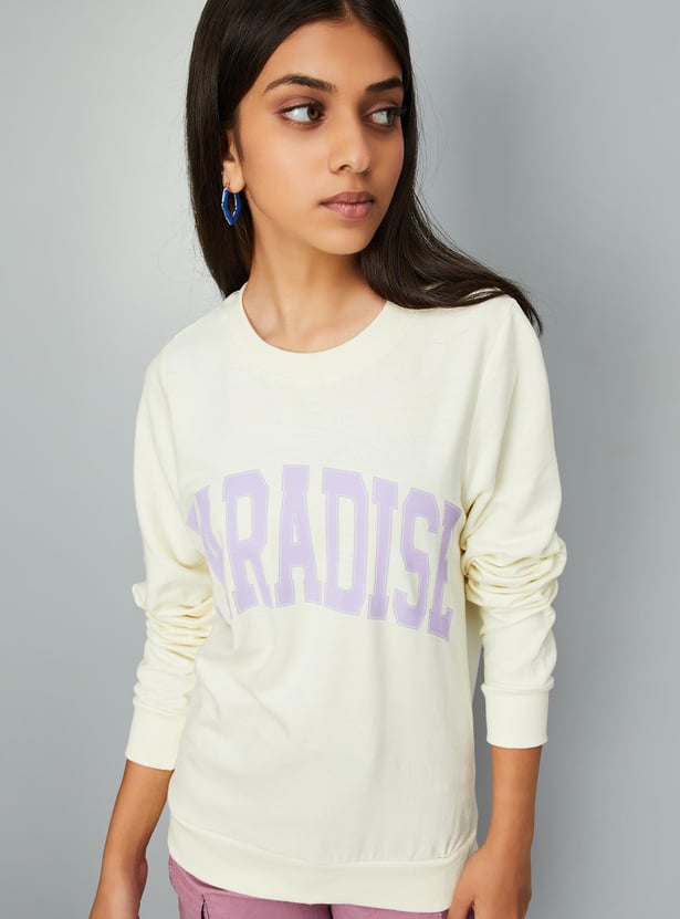 Girls Typographic Printed Sweatshirt