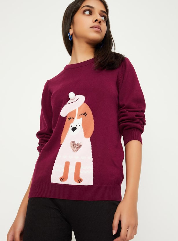 Girls Embellished Knitted Sweater