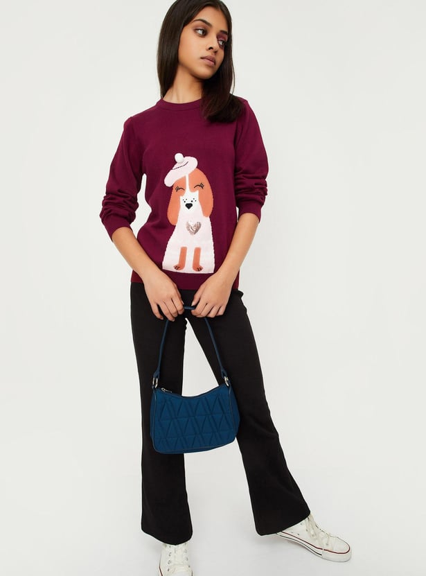 Girls Embellished Knitted Sweater