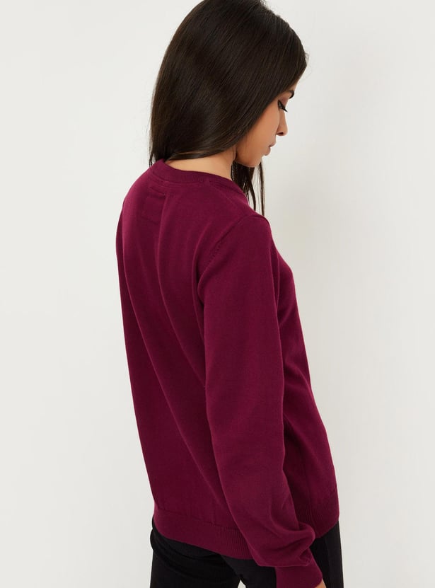 Girls Embellished Knitted Sweater