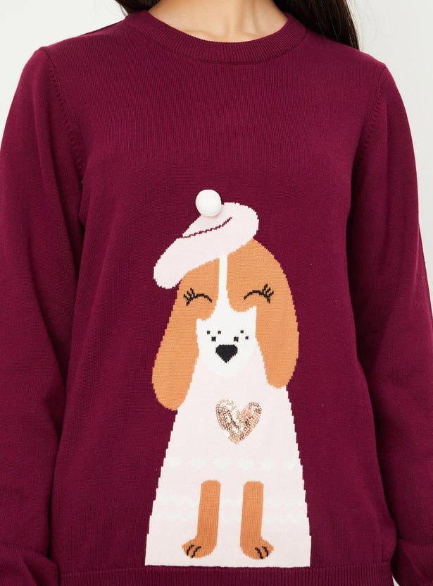 Girls Embellished Knitted Sweater