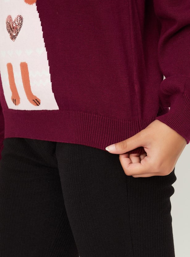 Girls Embellished Knitted Sweater