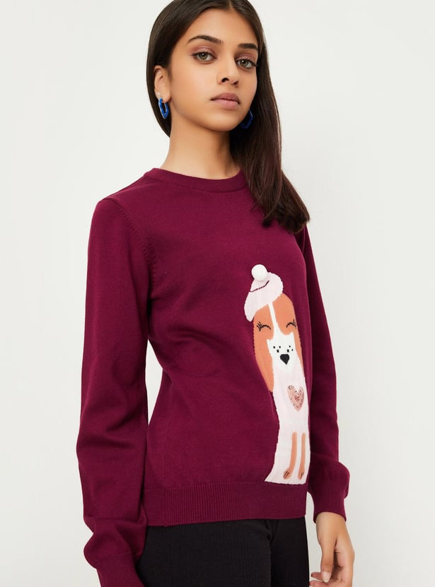 Girls Embellished Knitted Sweater