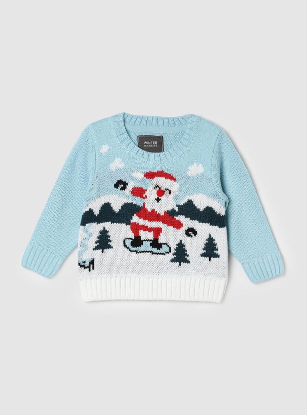 Boys Santa Claus Printed Sweater