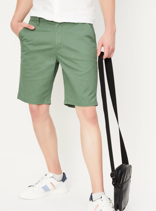 Men Solid Bermuda Shorts