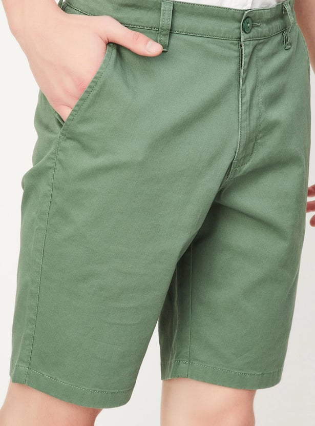 Men Solid Bermuda Shorts